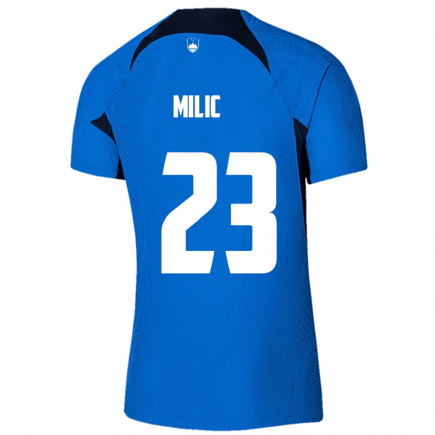 Niño Fútbol Camiseta Eslovenia Nino Milic #23 Azul 2ª Equipación 24-26 México