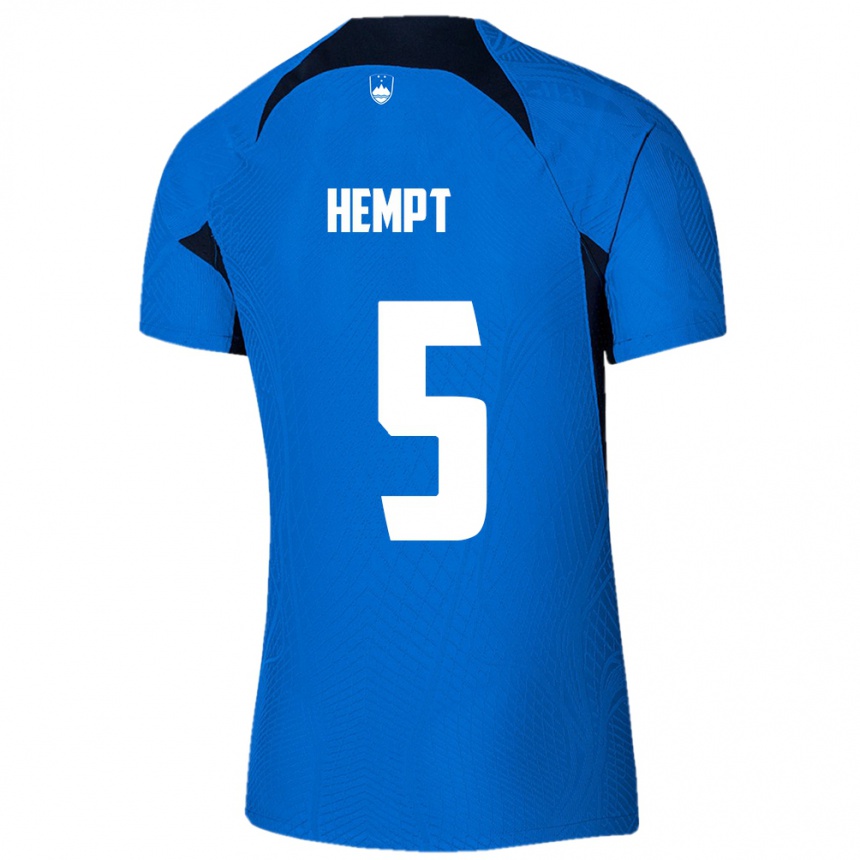 Niño Fútbol Camiseta Eslovenia Lukas Hempt #5 Azul 2ª Equipación 24-26 México