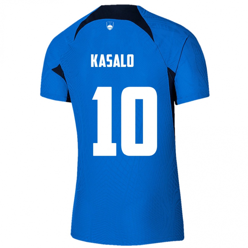 Niño Fútbol Camiseta Eslovenia Niko Kasalo #10 Azul 2ª Equipación 24-26 México