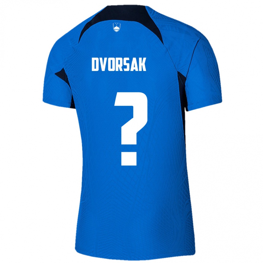 Niño Fútbol Camiseta Eslovenia Matej Dvorsak #0 Azul 2ª Equipación 24-26 México