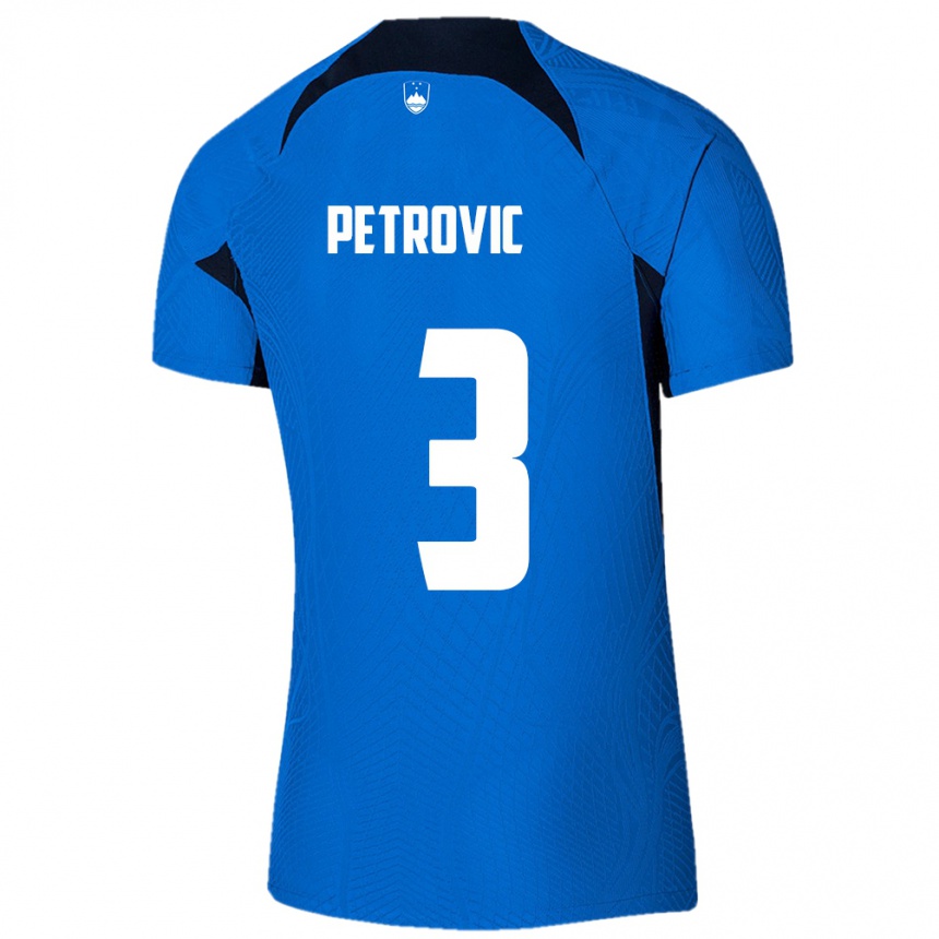 Niño Fútbol Camiseta Eslovenia Zan Petrovic #3 Azul 2ª Equipación 24-26 México