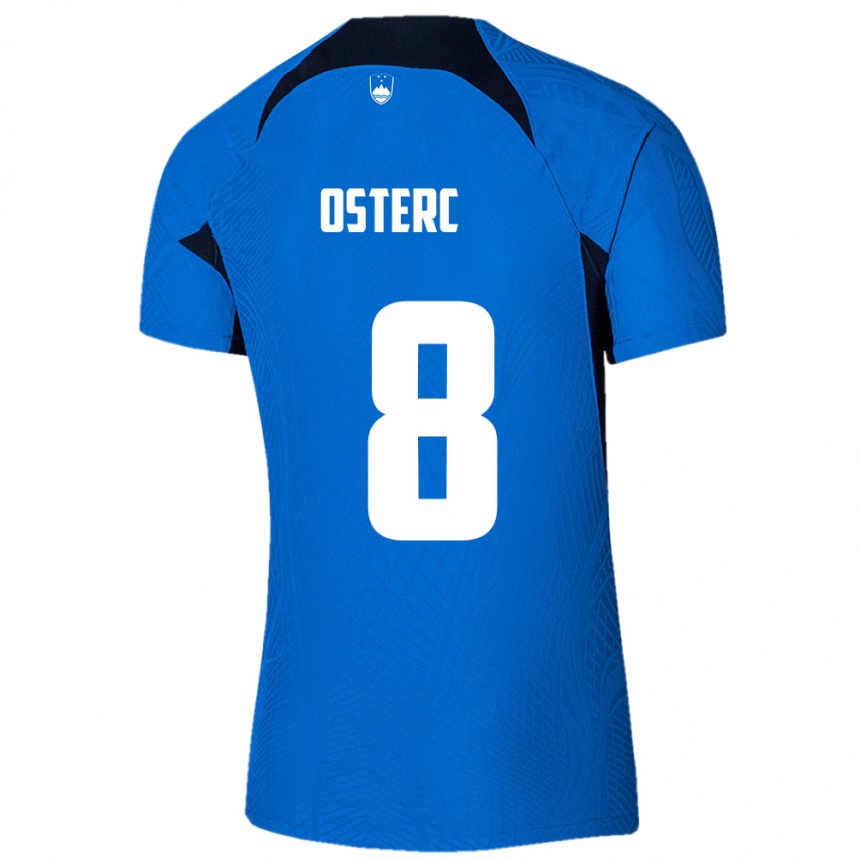 Niño Fútbol Camiseta Eslovenia Niko Osterc #8 Azul 2ª Equipación 24-26 México