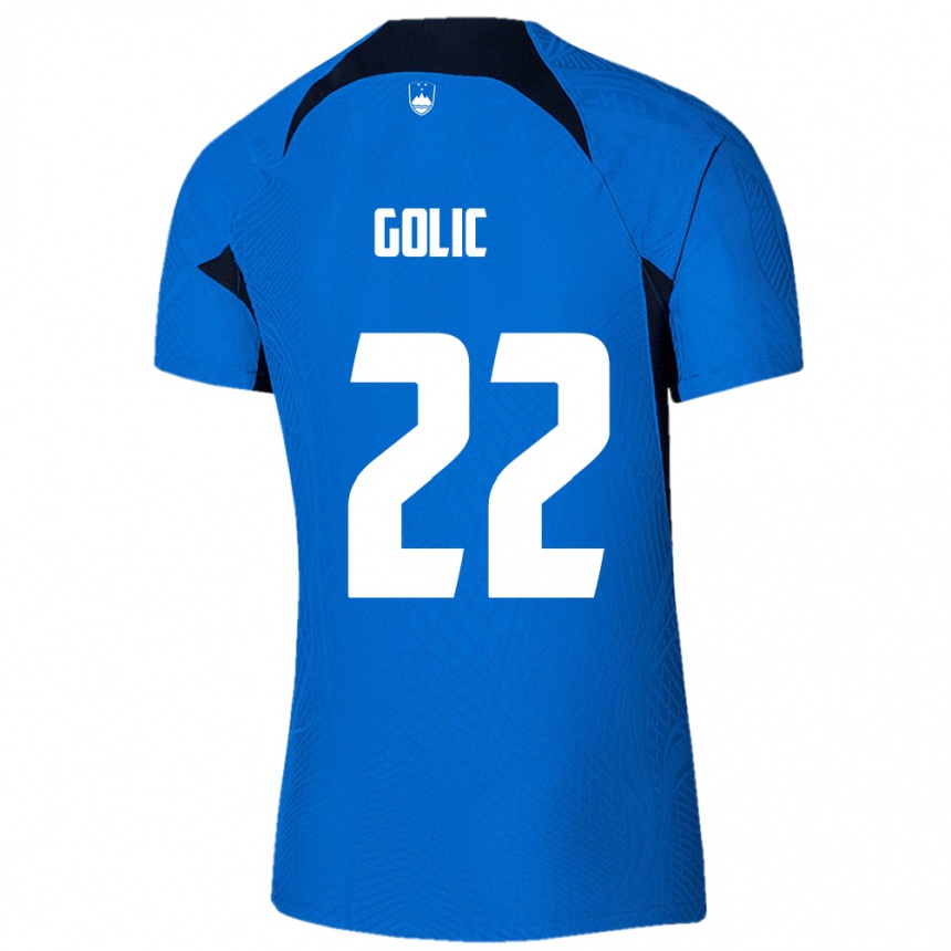 Niño Fútbol Camiseta Eslovenia Tilen Golic #22 Azul 2ª Equipación 24-26 México