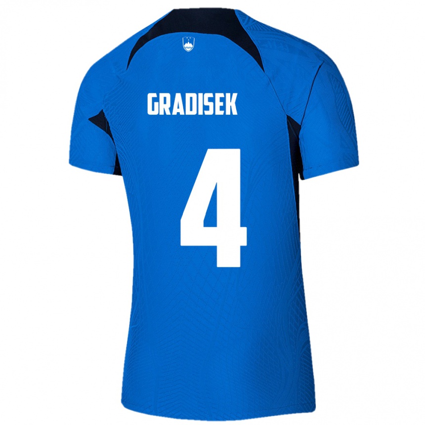 Niño Fútbol Camiseta Eslovenia Sara Gradišek #4 Azul 2ª Equipación 24-26 México