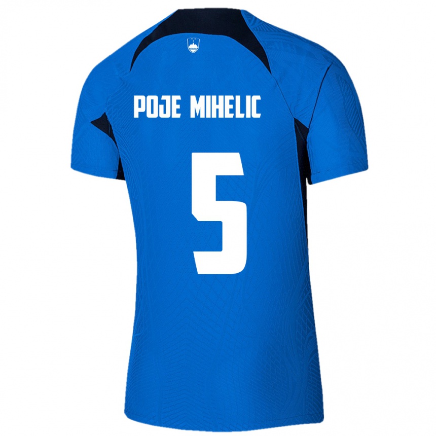 Niño Fútbol Camiseta Eslovenia Naja Poje Mihelič #5 Azul 2ª Equipación 24-26 México