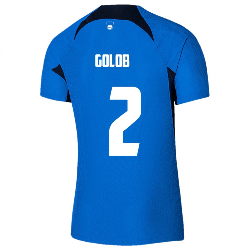 Niño Fútbol Camiseta Eslovenia Lana Golob #2 Azul 2ª Equipación 24-26 México