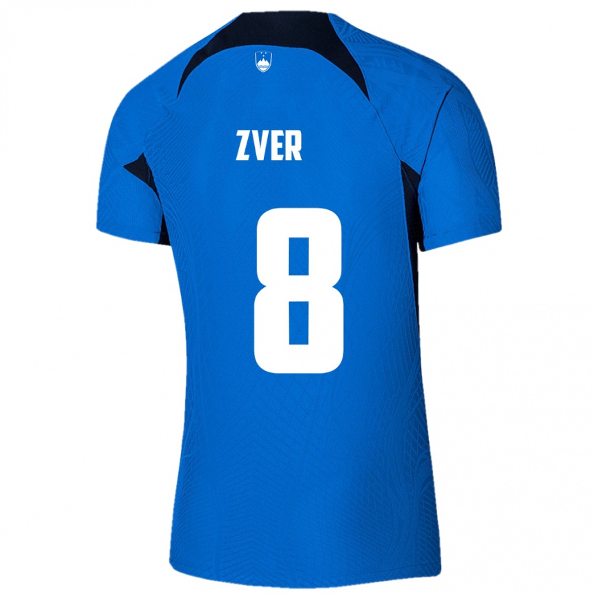Niño Fútbol Camiseta Eslovenia Mateja Zver #8 Azul 2ª Equipación 24-26 México
