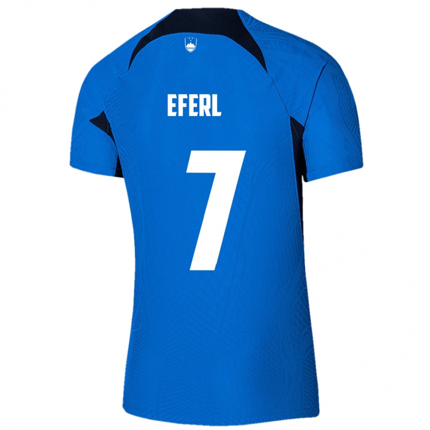 Niño Fútbol Camiseta Eslovenia Anja Eferl #7 Azul 2ª Equipación 24-26 México