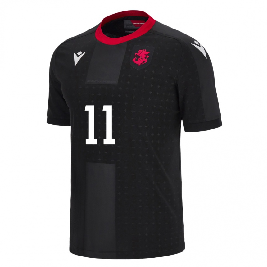 Niño Fútbol Camiseta Georgia Nikoloz Ninidze #11 Negro 2ª Equipación 24-26 México