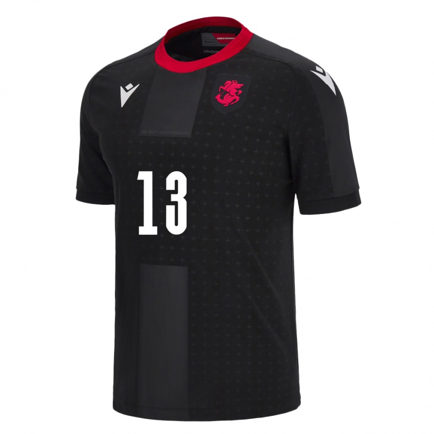 Niño Fútbol Camiseta Georgia Davit Paghava #13 Negro 2ª Equipación 24-26 México