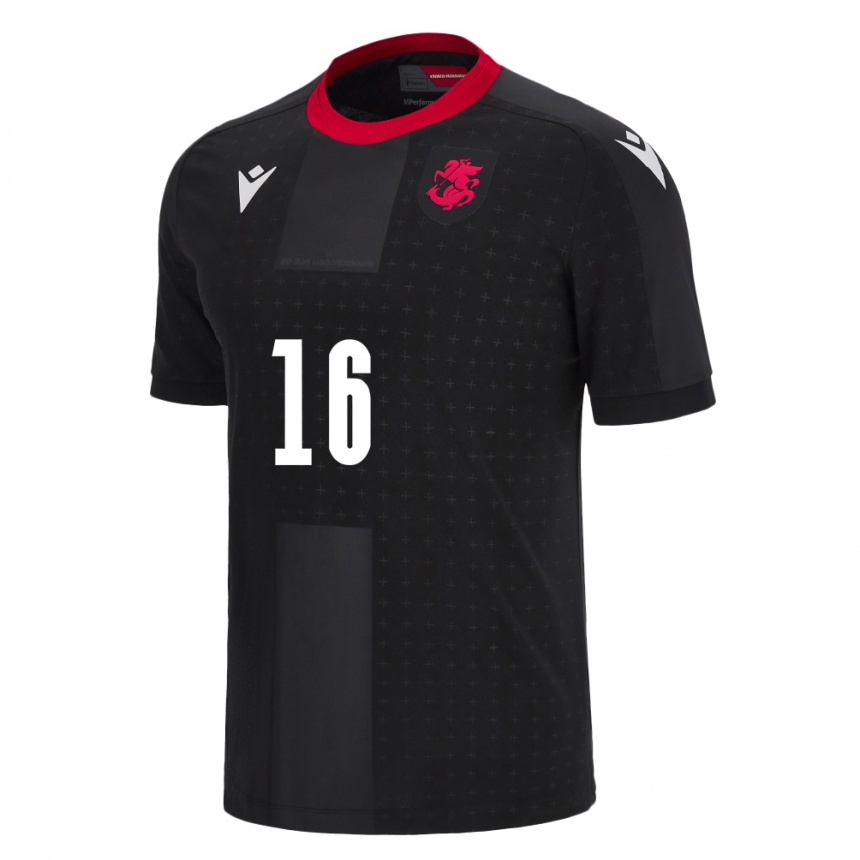 Niño Fútbol Camiseta Georgia Nikoloz Tskhovrebashvili #16 Negro 2ª Equipación 24-26 México