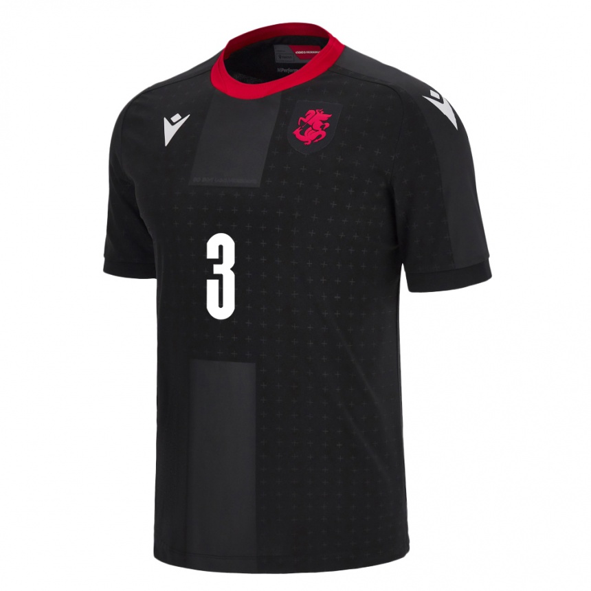 Niño Fútbol Camiseta Georgia Saba Goglichidze #3 Negro 2ª Equipación 24-26 México