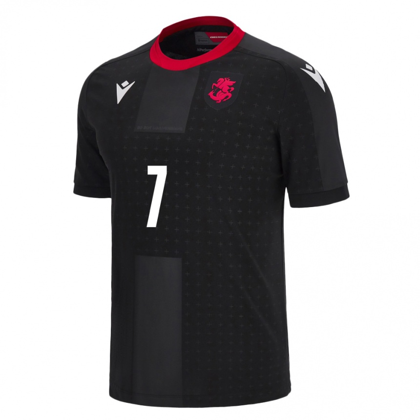 Niño Fútbol Camiseta Georgia Khvicha Kvaratskhelia #7 Negro 2ª Equipación 24-26 México