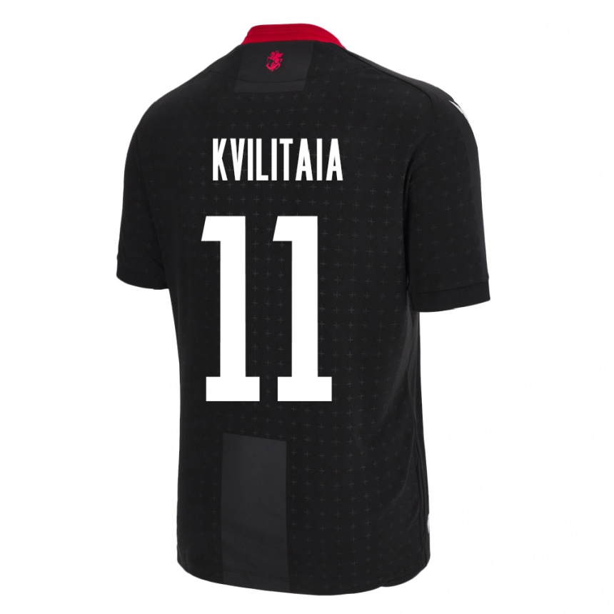 Niño Fútbol Camiseta Georgia Giorgi Kvilitaia #11 Negro 2ª Equipación 24-26 México