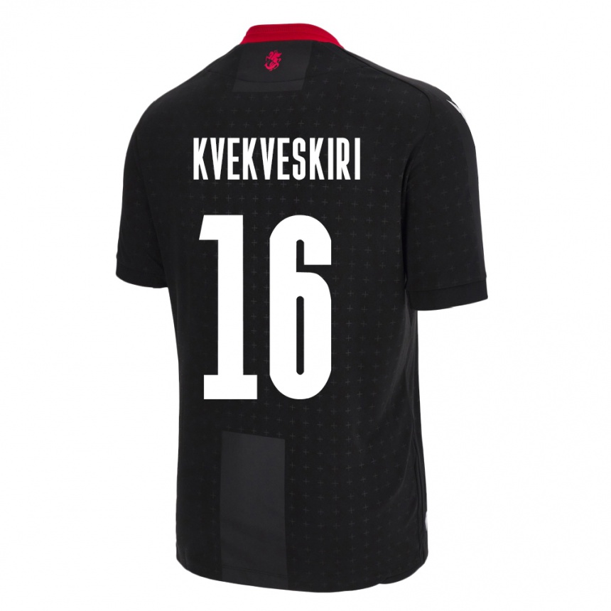 Niño Fútbol Camiseta Georgia Nika Kvekveskiri #16 Negro 2ª Equipación 24-26 México