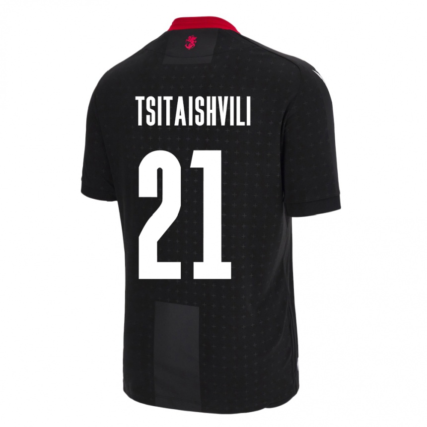 Niño Fútbol Camiseta Georgia Georgiy Tsitaishvili #21 Negro 2ª Equipación 24-26 México