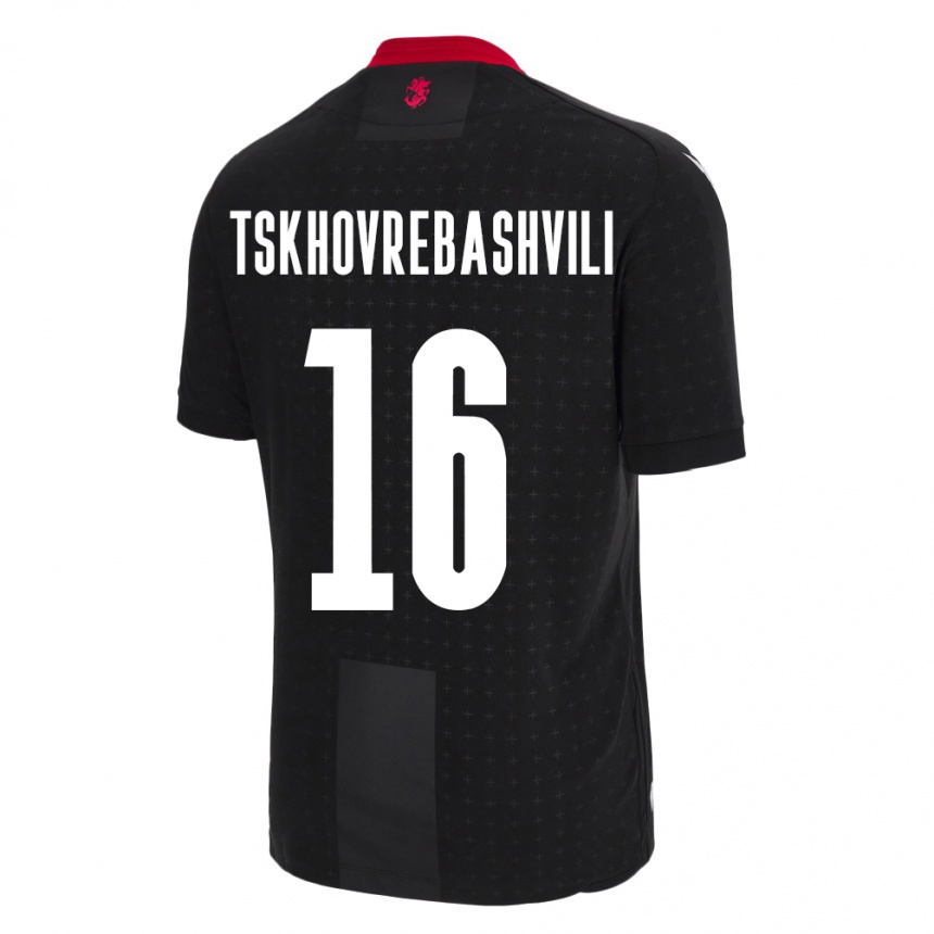 Niño Fútbol Camiseta Georgia Nikoloz Tskhovrebashvili #16 Negro 2ª Equipación 24-26 México