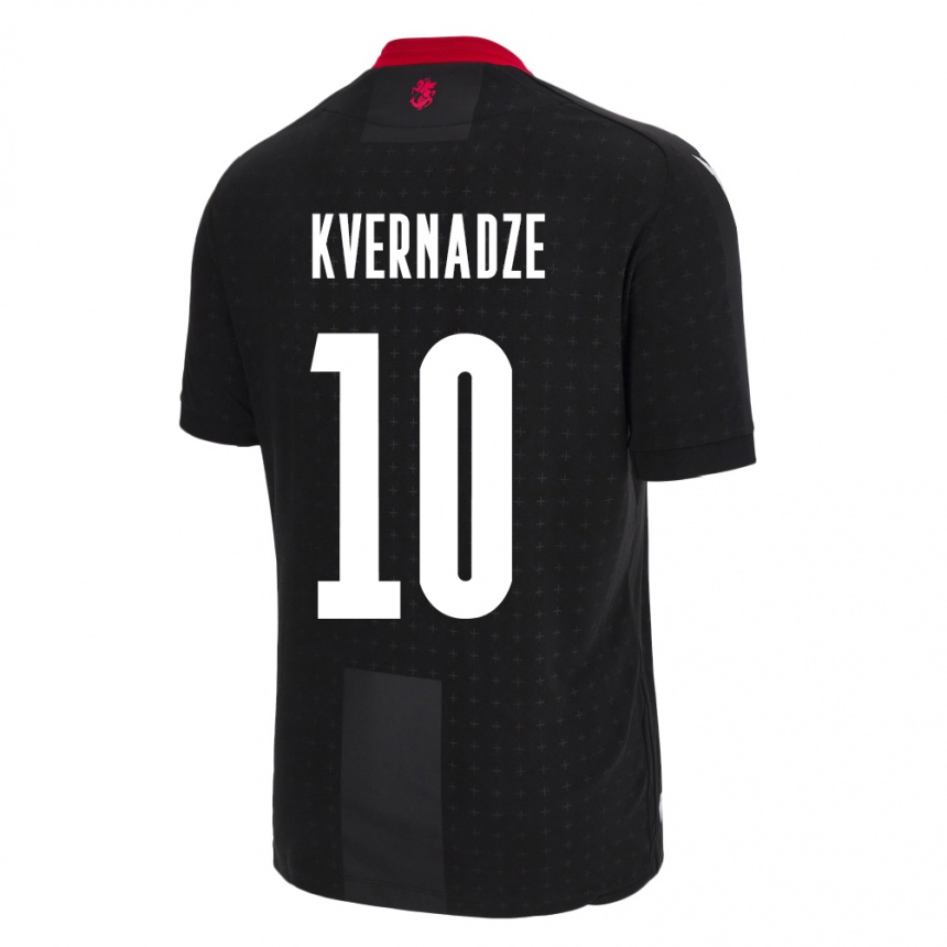 Niño Fútbol Camiseta Georgia Giorgi Kvernadze #10 Negro 2ª Equipación 24-26 México