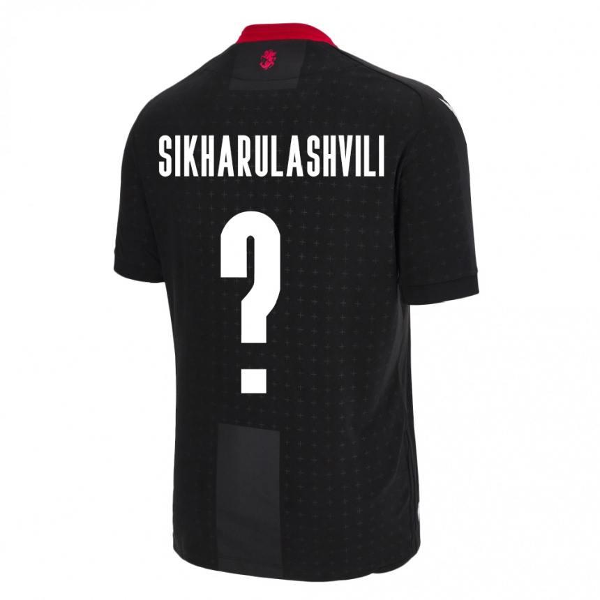 Niño Fútbol Camiseta Georgia Nika Sikharulashvili #0 Negro 2ª Equipación 24-26 México