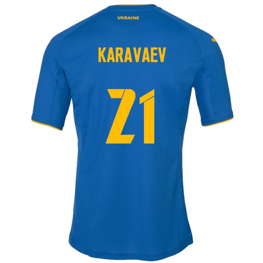 Niño Fútbol Camiseta Ucrania Oleksandr Karavaev #21 Azul 2ª Equipación 24-26 México