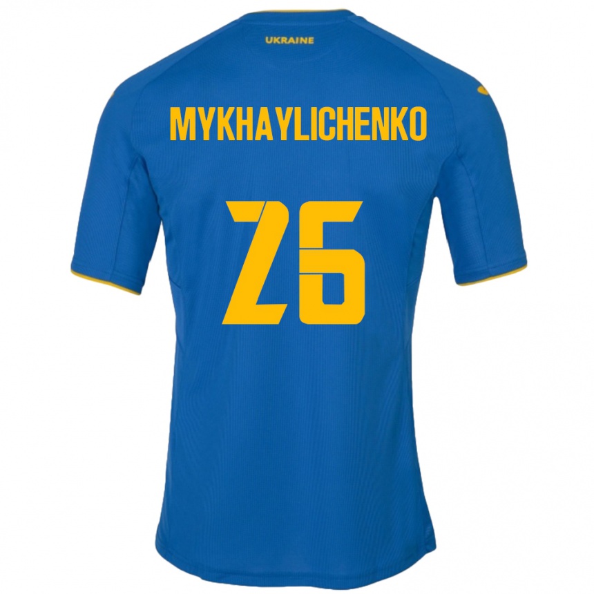 Niño Fútbol Camiseta Ucrania Bogdan Mykhaylichenko #26 Azul 2ª Equipación 24-26 México