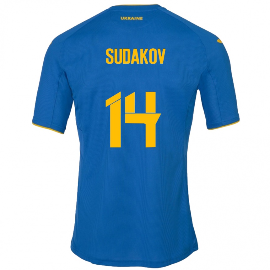 Niño Fútbol Camiseta Ucrania Georgiy Sudakov #14 Azul 2ª Equipación 24-26 México