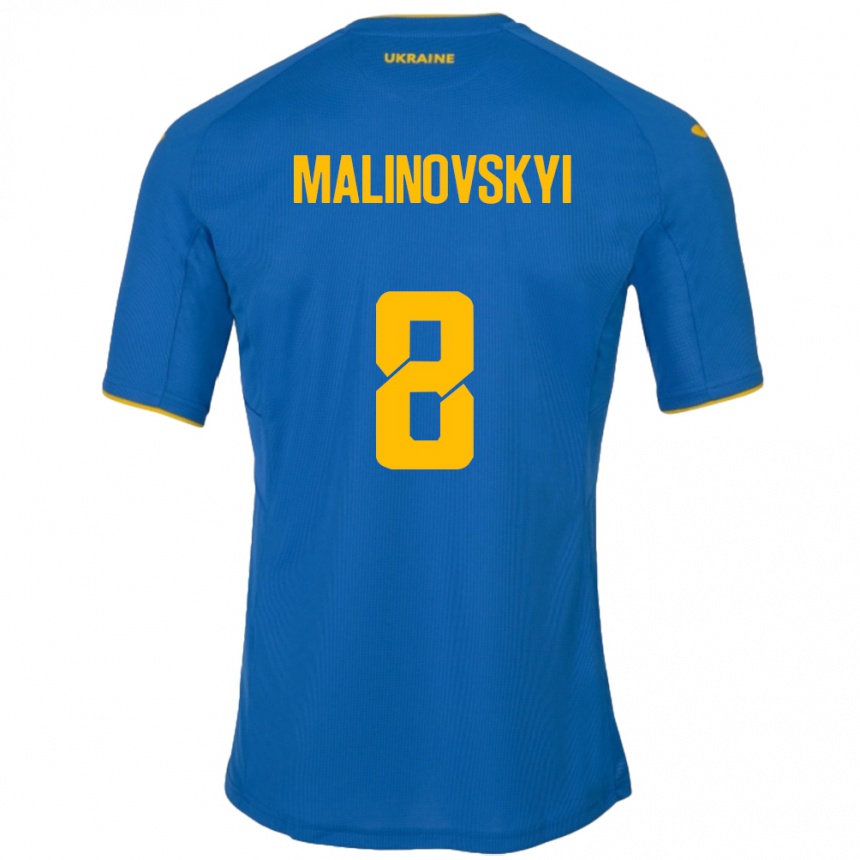 Niño Fútbol Camiseta Ucrania Ruslan Malinovskyi #8 Azul 2ª Equipación 24-26 México