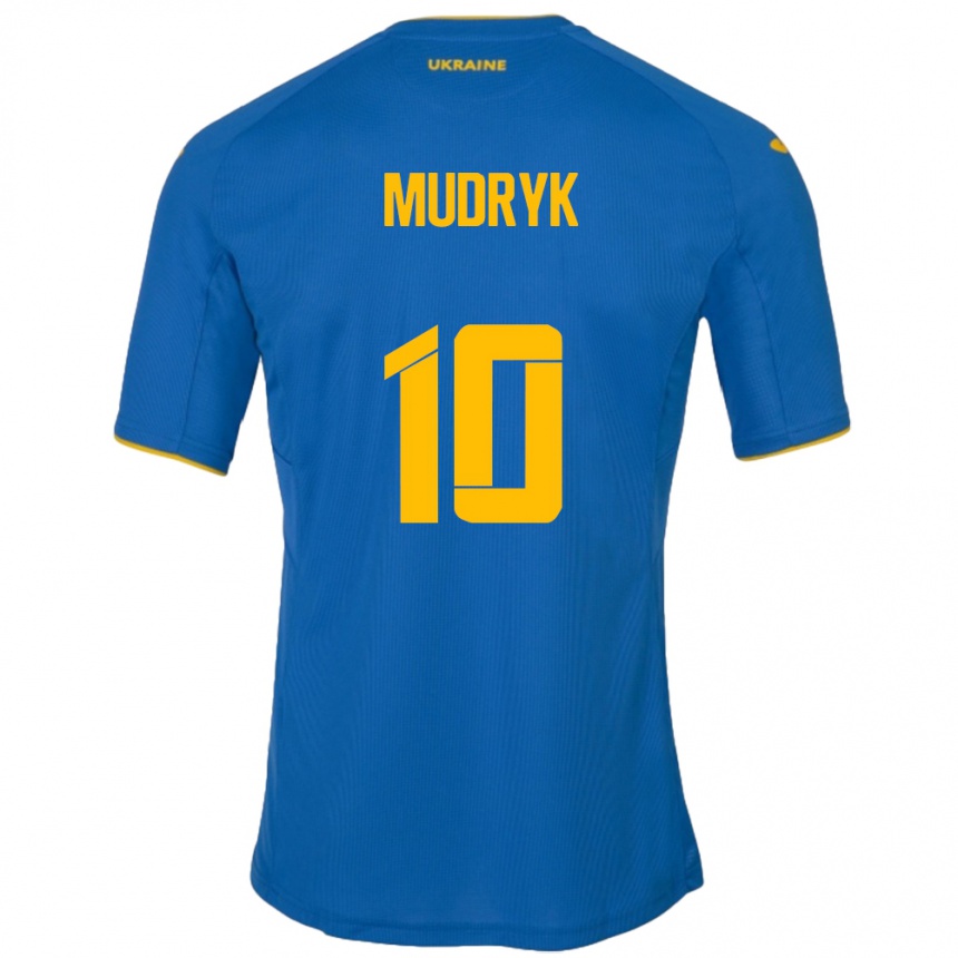 Niño Fútbol Camiseta Ucrania Mykhaylo Mudryk #10 Azul 2ª Equipación 24-26 México