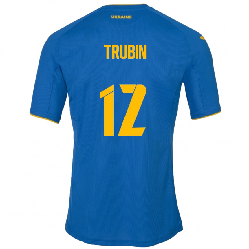 Niño Fútbol Camiseta Ucrania Anatoliy Trubin #12 Azul 2ª Equipación 24-26 México