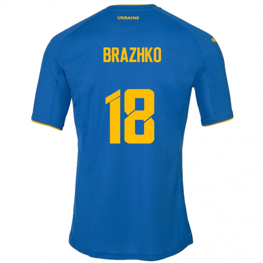 Niño Fútbol Camiseta Ucrania Volodymyr Brazhko #18 Azul 2ª Equipación 24-26 México