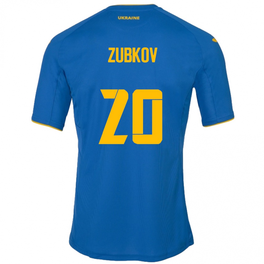 Niño Fútbol Camiseta Ucrania Oleksandr Zubkov #20 Azul 2ª Equipación 24-26 México