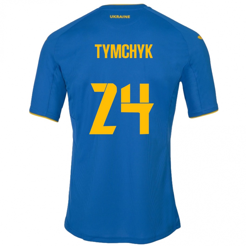 Niño Fútbol Camiseta Ucrania Oleksandr Tymchyk #24 Azul 2ª Equipación 24-26 México