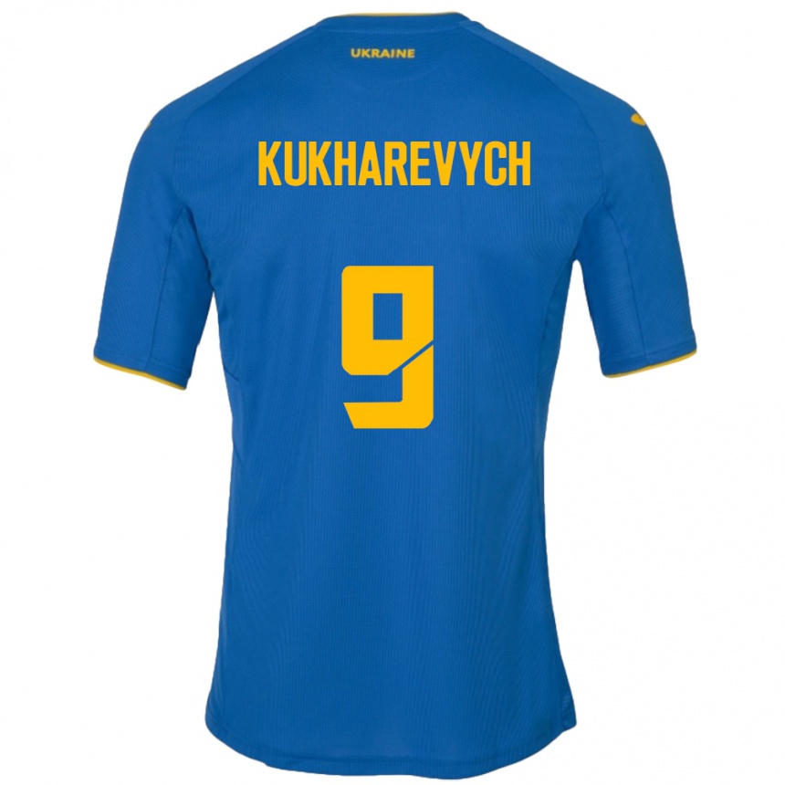 Niño Fútbol Camiseta Ucrania Mykola Kukharevych #9 Azul 2ª Equipación 24-26 México