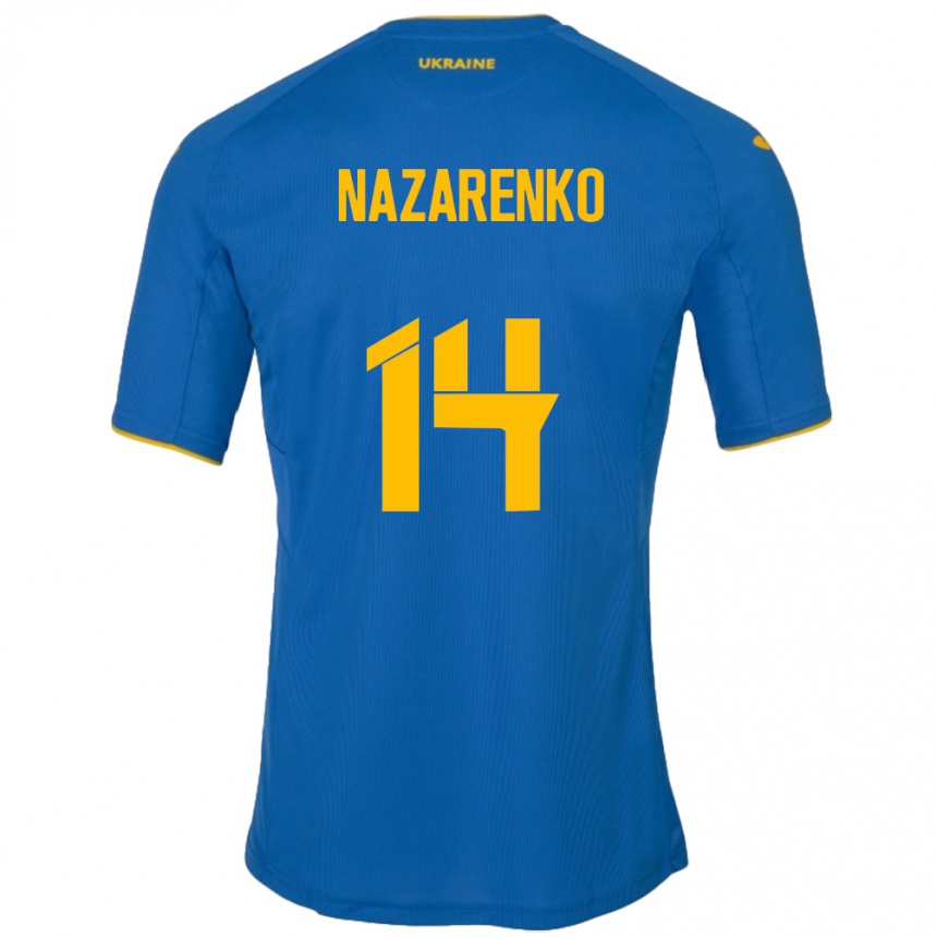 Niño Fútbol Camiseta Ucrania Oleksandr Nazarenko #14 Azul 2ª Equipación 24-26 México