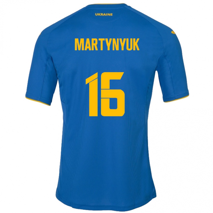 Niño Fútbol Camiseta Ucrania Oleksandr Martynyuk #16 Azul 2ª Equipación 24-26 México