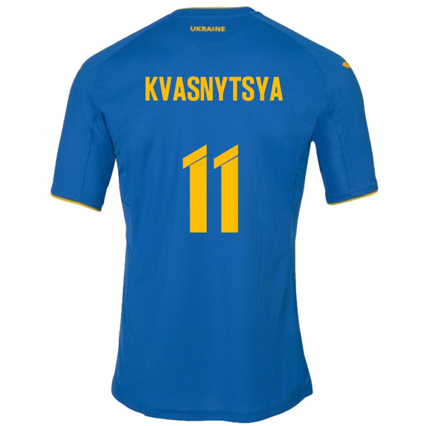 Niño Fútbol Camiseta Ucrania Ilya Kvasnytsya #11 Azul 2ª Equipación 24-26 México