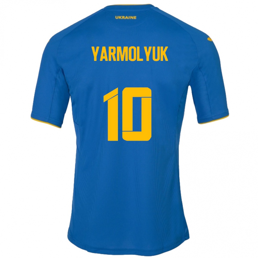 Niño Fútbol Camiseta Ucrania Yegor Yarmolyuk #10 Azul 2ª Equipación 24-26 México