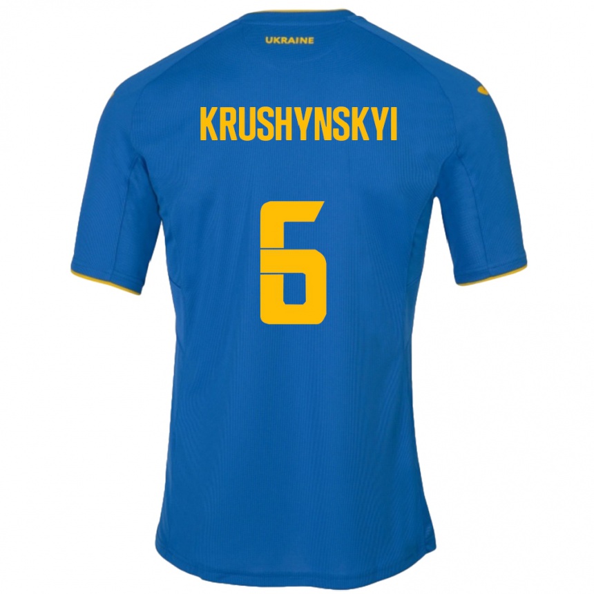 Niño Fútbol Camiseta Ucrania Borys Krushynskyi #6 Azul 2ª Equipación 24-26 México