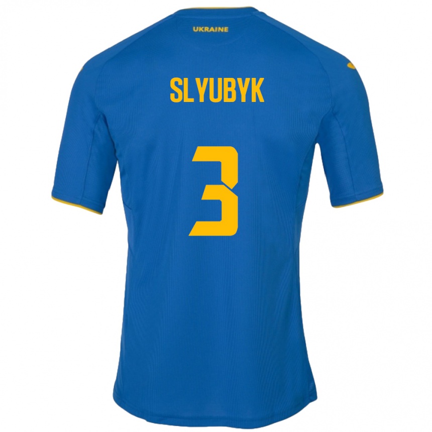 Niño Fútbol Camiseta Ucrania Bogdan Slyubyk #3 Azul 2ª Equipación 24-26 México