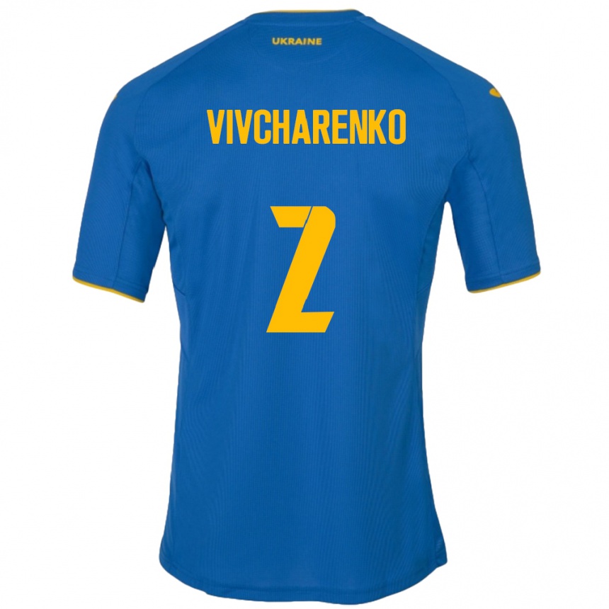 Niño Fútbol Camiseta Ucrania Kostyantyn Vivcharenko #2 Azul 2ª Equipación 24-26 México