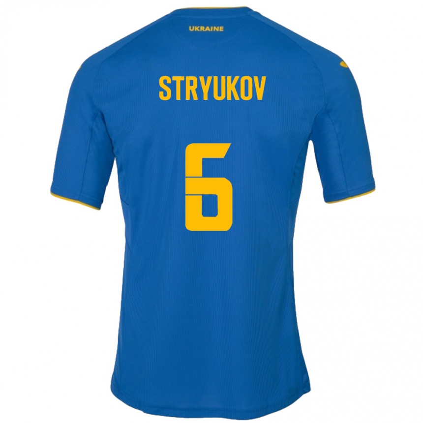 Niño Fútbol Camiseta Ucrania Maksym Stryukov #6 Azul 2ª Equipación 24-26 México