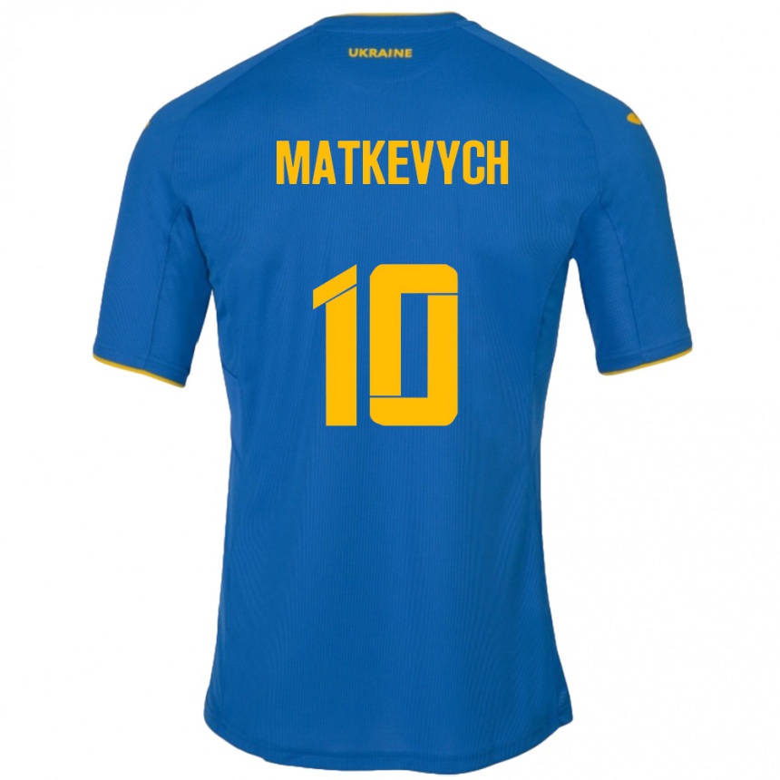 Niño Fútbol Camiseta Ucrania Andriy Matkevych #10 Azul 2ª Equipación 24-26 México