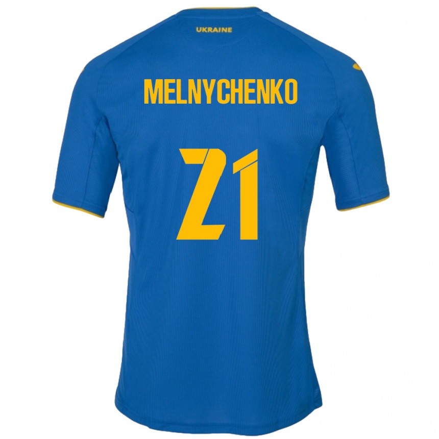 Niño Fútbol Camiseta Ucrania Maksym Melnychenko #21 Azul 2ª Equipación 24-26 México