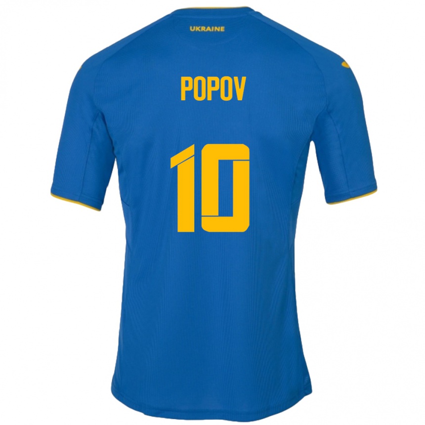 Niño Fútbol Camiseta Ucrania Bogdan Popov #10 Azul 2ª Equipación 24-26 México