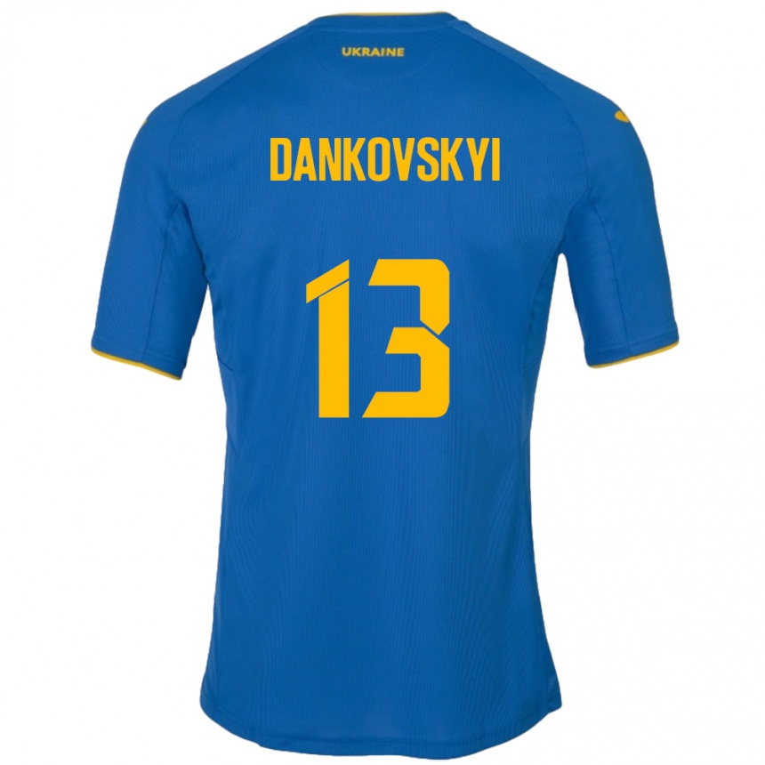 Niño Fútbol Camiseta Ucrania Yegor Dankovskyi #13 Azul 2ª Equipación 24-26 México