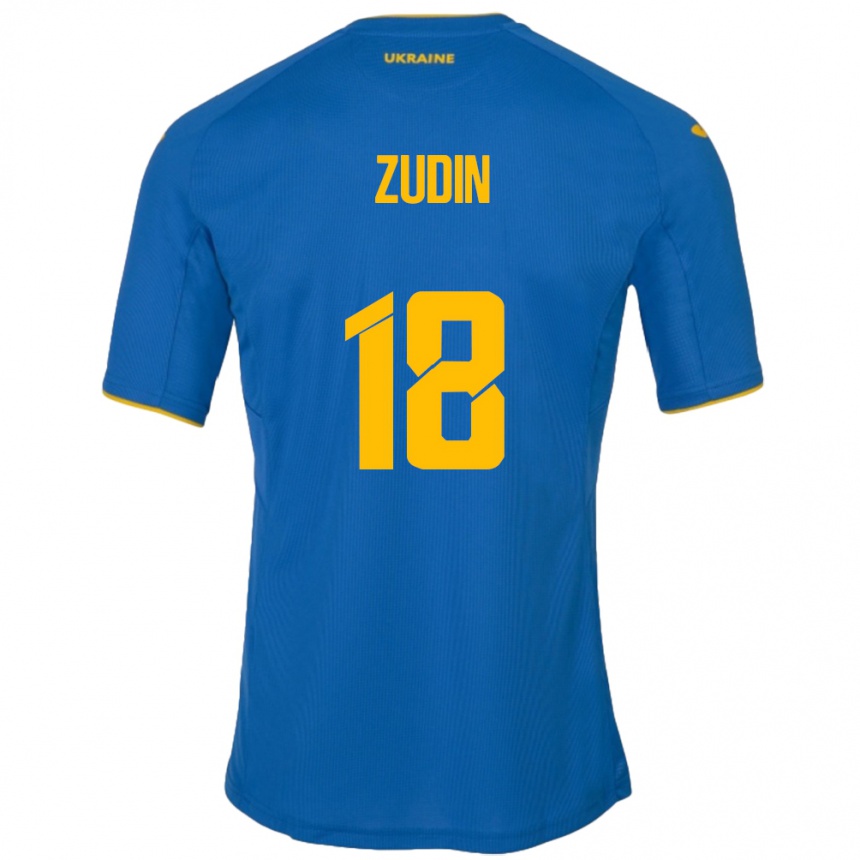 Niño Fútbol Camiseta Ucrania Dmytro Zudin #18 Azul 2ª Equipación 24-26 México