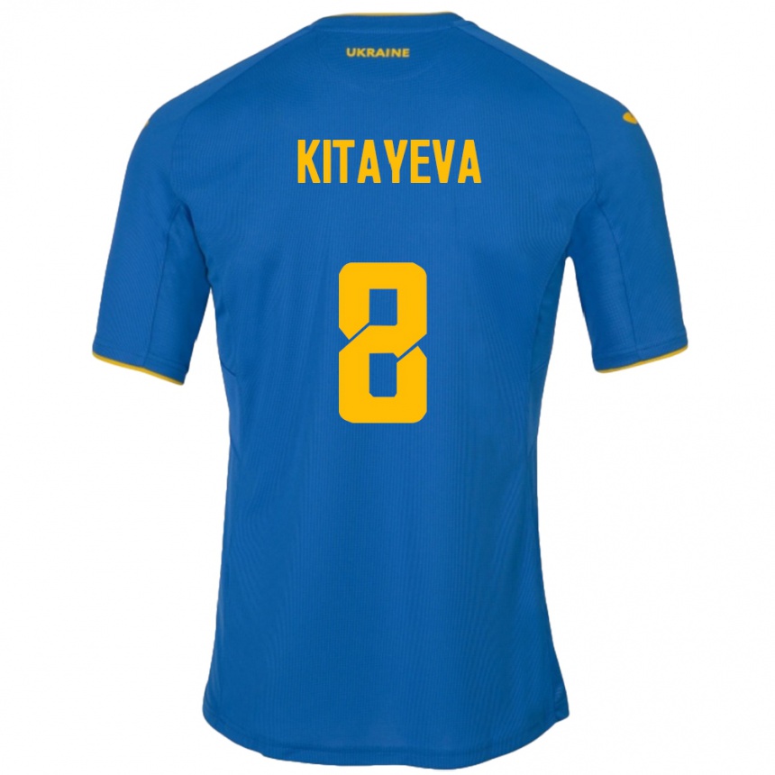 Niño Fútbol Camiseta Ucrania Tetyana Kitayeva #8 Azul 2ª Equipación 24-26 México