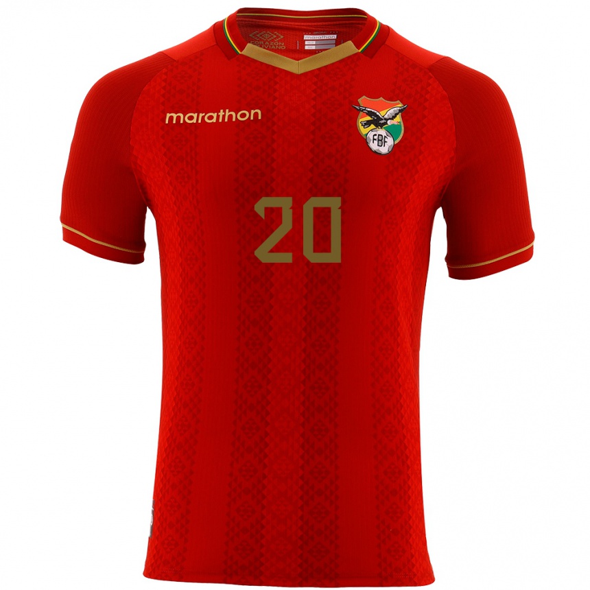 Niño Fútbol Camiseta Bolivia Leonardo Justiniano #20 Rojo 2ª Equipación 24-26 México