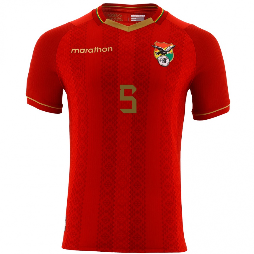 Niño Fútbol Camiseta Bolivia Ervin Vaca #5 Rojo 2ª Equipación 24-26 México