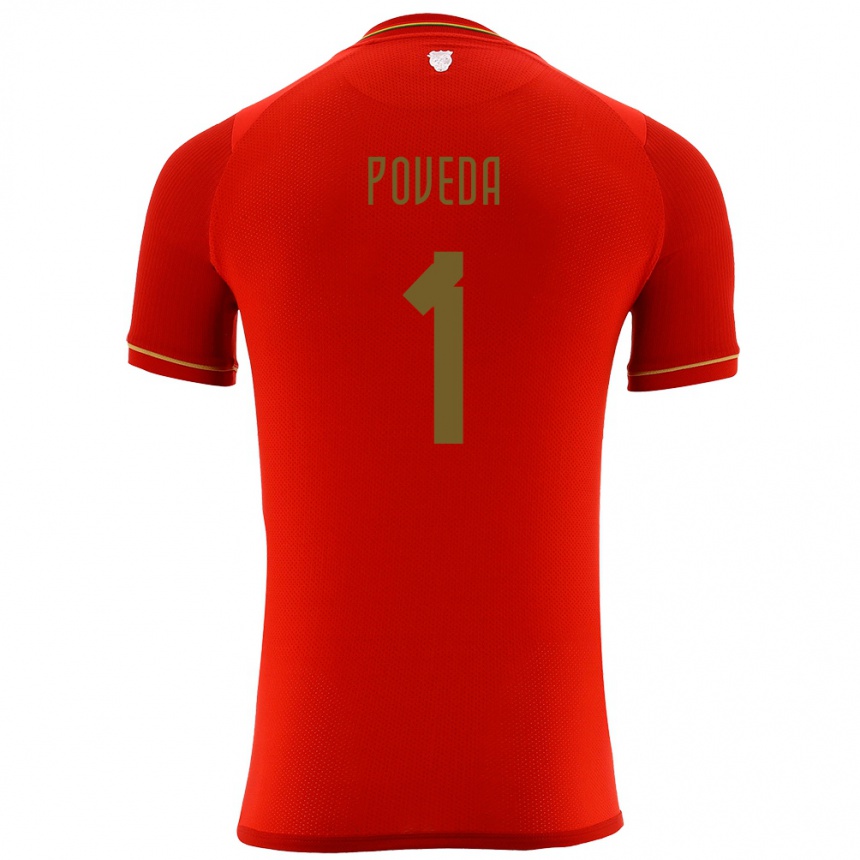 Niño Fútbol Camiseta Bolivia Bruno Poveda #1 Rojo 2ª Equipación 24-26 México
